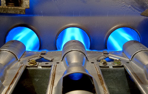 The burners of a gas furnace