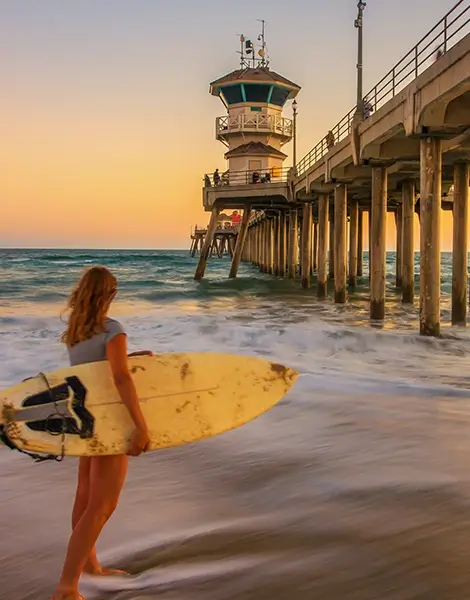 Lady Surfer at Huntington Beach