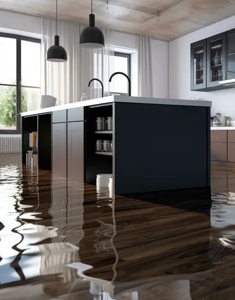 A flooded kitchen