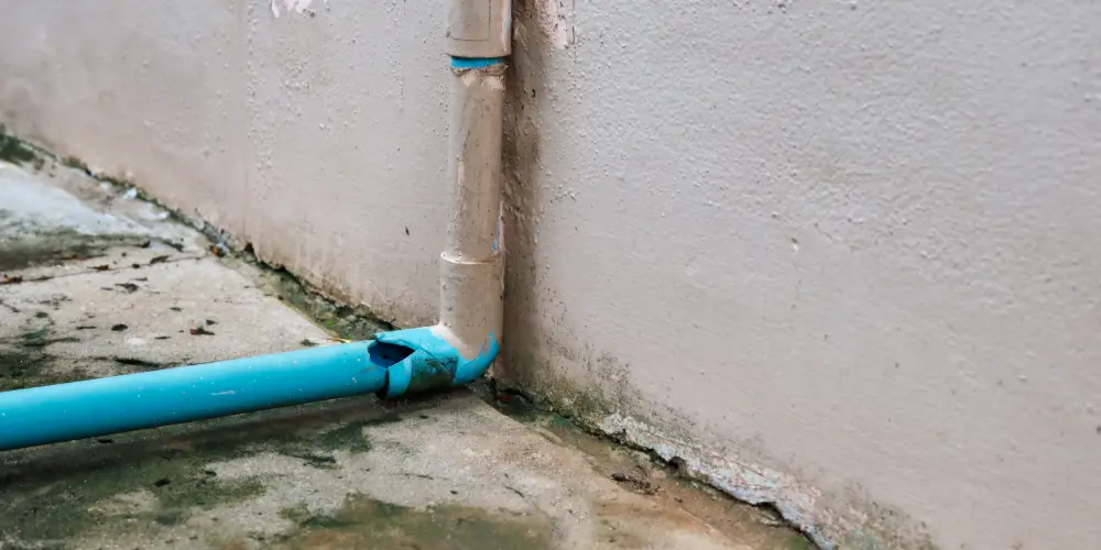 A damaged PVC pipe