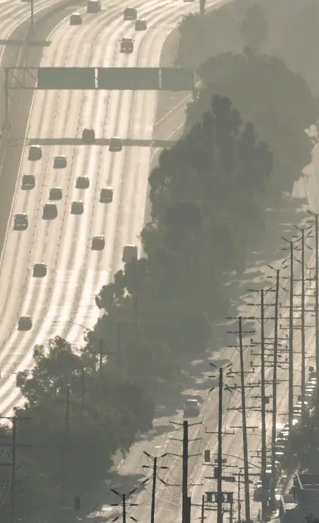 A smoggy Southern California highway