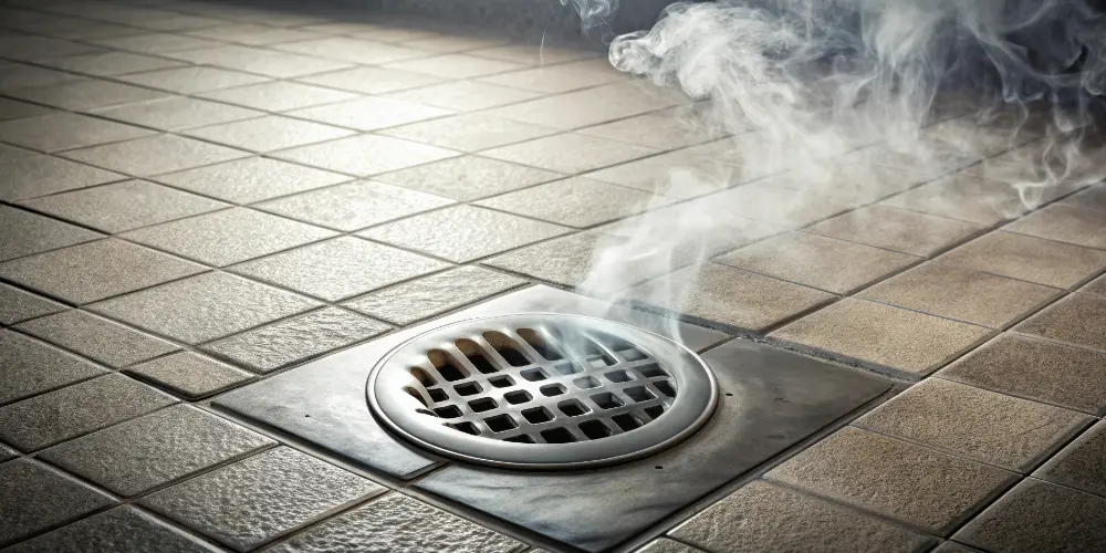 Gas escaping from a shower drain